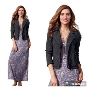 Cabi Indie Asymmetrical Moto Jacket Charcoal Gray XS
